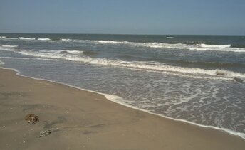 Egypt, Port Said beach, water edge