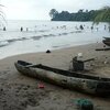 Equatorial Guinea, Bioko, Playa de Arena Blanca beach, boat