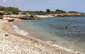 Spain, Valencia, Cala Argilaga beach, view from south