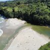 Trinidad, Marianne Bay beach, creek, aerial view