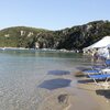 Greece, Vrasidas beach, sunbeds