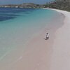 Indonesia, Sumbawa, Pink Beach Lambu, aerial view