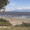 Uruguay, Playa Pascual beach, red flag