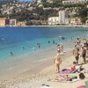 France, French Riviera, Villefranche-sur-Mer beach, water edge