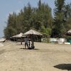 India, Kerala, Kuzhupilly beach, tiki huts