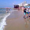 Israel, Bat Yam beach, wet sand