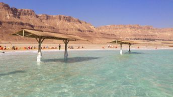 Israel, Dead Sea, Ein Gedi SPA beach, tents