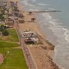 Israel, Haifa beach, aerial view