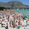 Italy, Sicily, Mondello beach, crowd