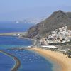 Spain, Canary Islands, Tenerife island, Las Teresitas beach, aerial view, yachts