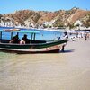 Colombia, Santa Marta, Playa Blanca beach, boat