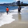 Colombia, Santa Marta, San Fernando beach, water edge