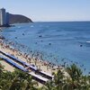 Colombia, Santa Marta, Playa El Rodadero beach, view from above