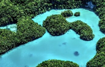 Palau, Ngeruktabel, Milky Way beach, aerial view