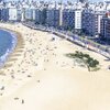 Uruguay, Playa Pocitos beach, aerial view