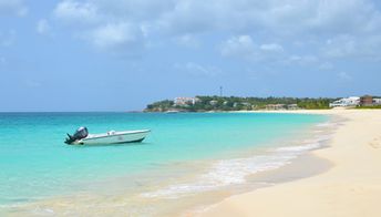 Anguilla, Barnes Bay beach, boat