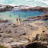 Australia, Fraser, Champagne Pools beach, rocks
