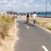 Australia, Melbourne, Elwood beach, bicycle trail