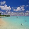 Bora Bora island, Matira Point beach, blue water
