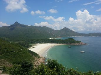 Hong Kong, Tai Long Wan beach, aerial view