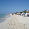 Mexico, Isla Mujeres island, Playa Norte beach, parasols