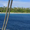 Tonga, Ha'apai, Uonukuhihifo isl, beach, view from water
