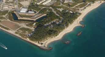 USA, Florida Keys, Key West, Zachary Taylor beach, aerial view