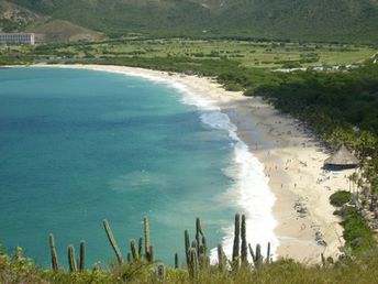 Venezuela, Margarita island, Playa Puerto Cruz, aerial view