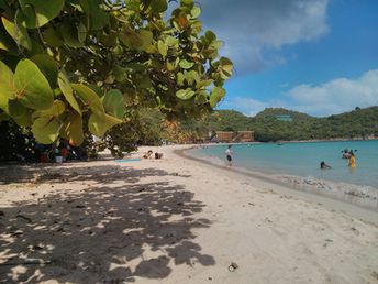 American Virgin Islands (USVI), St. Thomas island, Lindberg Bay beach, view to the east