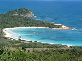 Antigua and Barbuda, Antigua, Half Moon Bay beach, aerial view