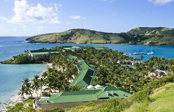 Antigua and Barbuda, Antigua, Mamora Bay beach, view from top