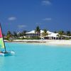 Bahamas, Long Island, Cape Santa Maria Bay beach, catamaran