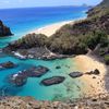 Brazil, Fernando de Noronha islands, Porcos beach, side view