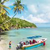 Colombia, Providencia island, Manzanillo beach, boat