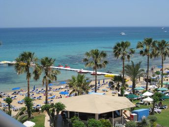 Cyprus, Fig Tree Bay beach, palm trees