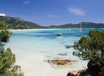 France, Corsica island, Palombaggia beach, shallow water