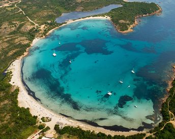 France, Corsica island, Rondinara beach, aerial view