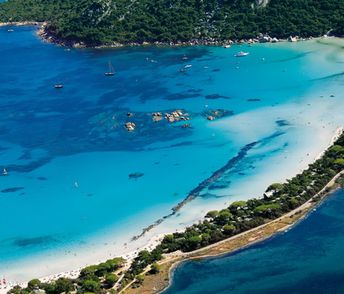 France, Corsica island, Santa Giulia beach, aerial view