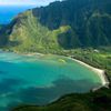 Hawaii, Oahu island, fly over Kahana Bay beach