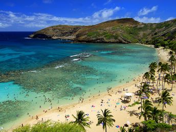 Hawaii, Oahu island, Hanauma Bay beach, view from the top