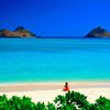 Hawaii, Oahu island, Lanikai beach, small girl