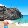 Hawaii, Oahu island, Waimea Bay beach, rock