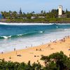 Hawaii, Oahu island, Waimea Bay beach, view to houses