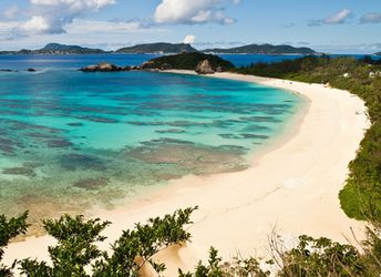 Japan, Okinawa, Tokashiki island, Aharen beach, view from the top