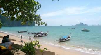 Thailand, Krabi, Ao Nang beach, boats to Raylay beach