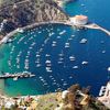 USA, California, Santa Catalina island, Avalon beach, aerial view