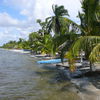 Guatemala, Puerto Barrios, Punta de Palma beach, boat