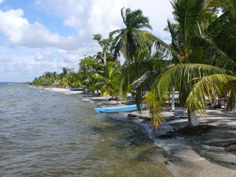 Guatemala, Puerto Barrios, Punta de Palma beach, boat