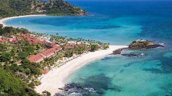 Madagascar, Nosy Be beach, Andilana Resort, aerial view