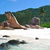 Seychelles, La Digue, Anse Cocos beach, rocks